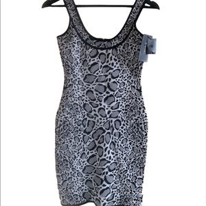 BCBGMAXAZRIA Tory Leopard Black Combo Bodycon Mini Dress